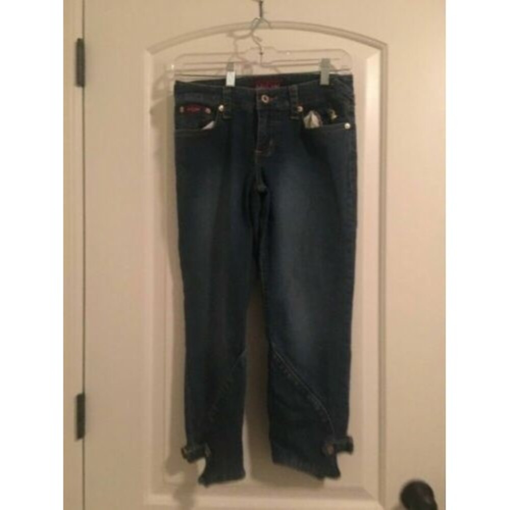 Baby Phat Women's Blue Capri Denim Jeans Zip Button Pockets Size 5